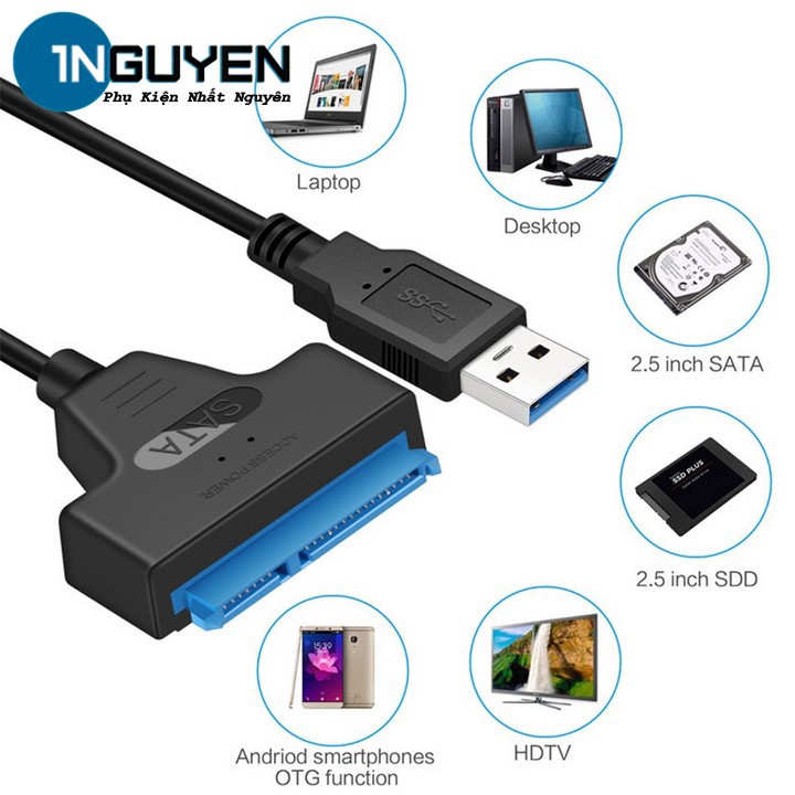 Dây Cáp Chuyển Đổi SATA 3 USB 3.0 Sang SATA hỗ trợ 2.5 inch SSD HDD SATA 22 pin / USB to SATA