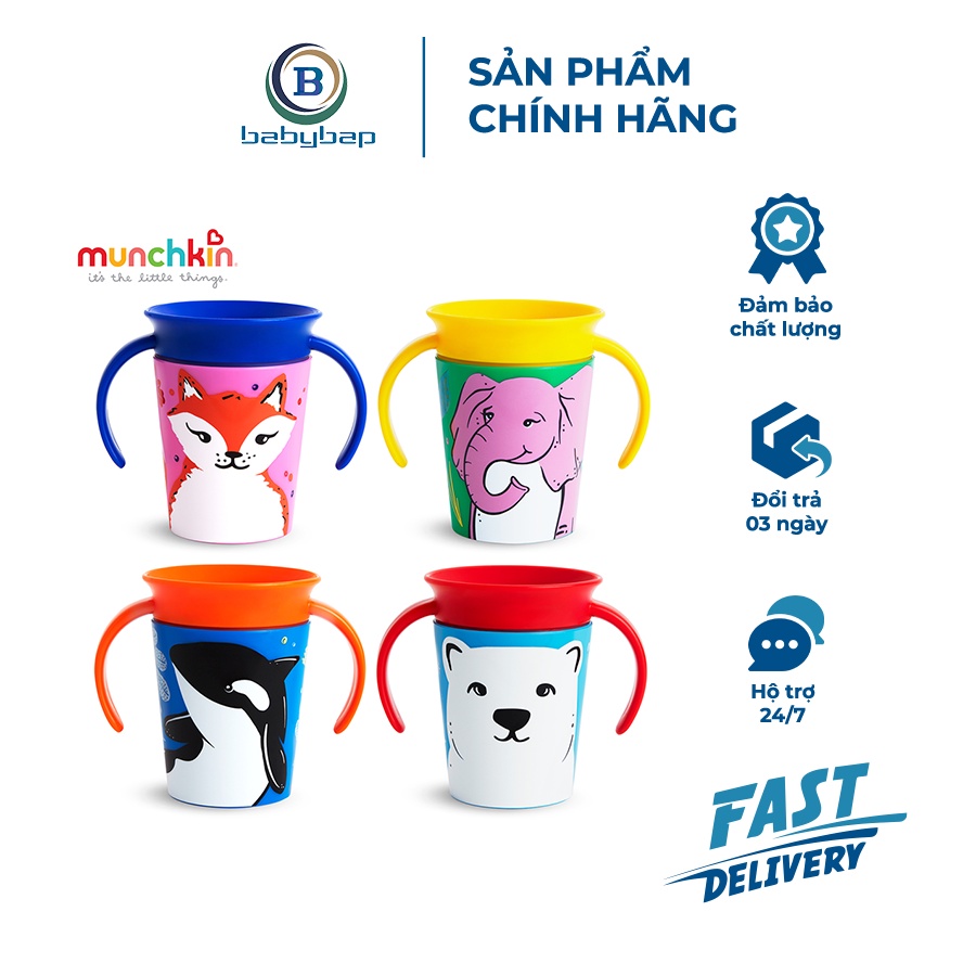 Cốc 360 Độ Chống Đổ Deco Có Tay Cầm Munchkin (177ml) Dành Cho Bé Trên 6 Tháng Tuổi