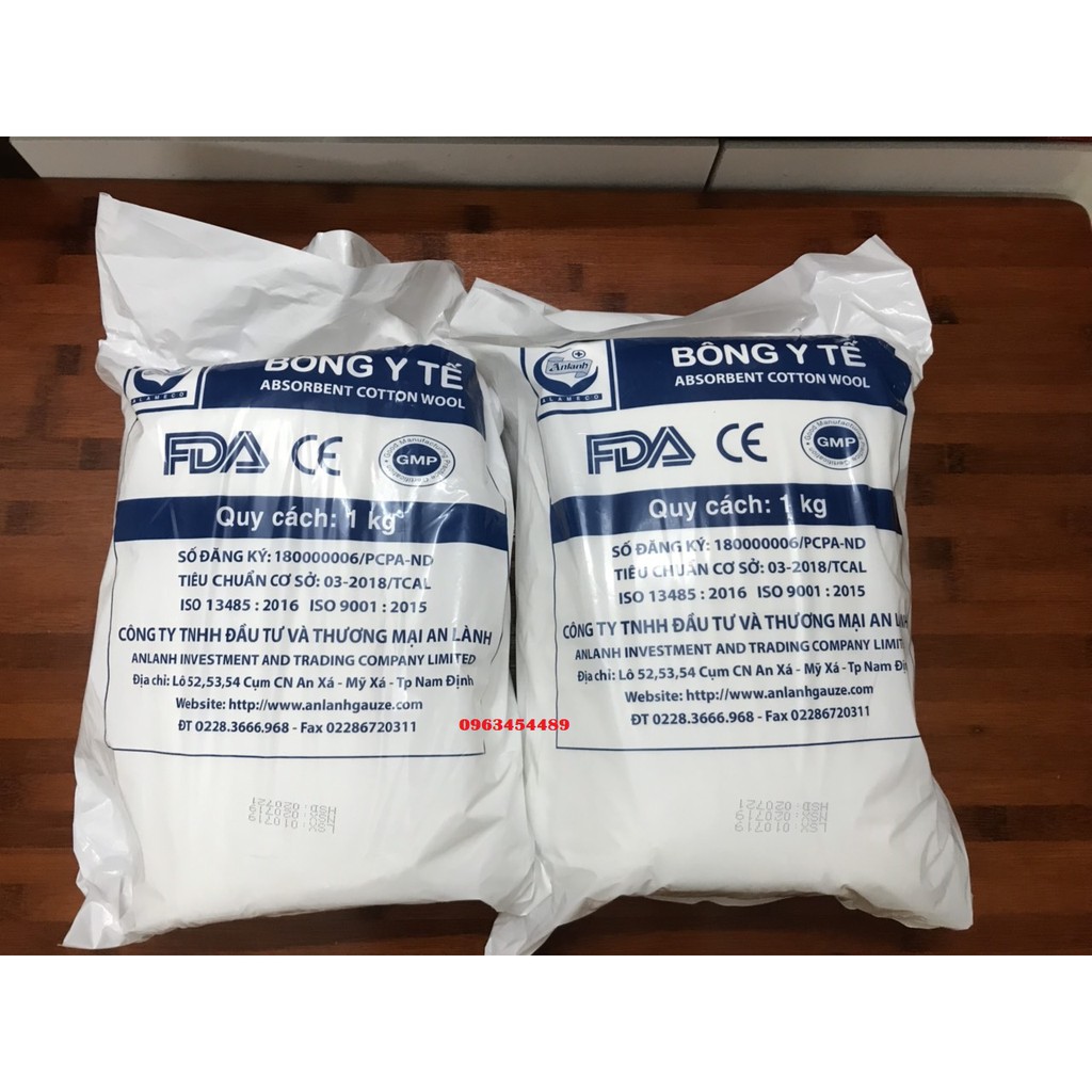 Bông y tế thấm nước AN LÀNH Spa chuyên dùng  1Kg 100% Cotton