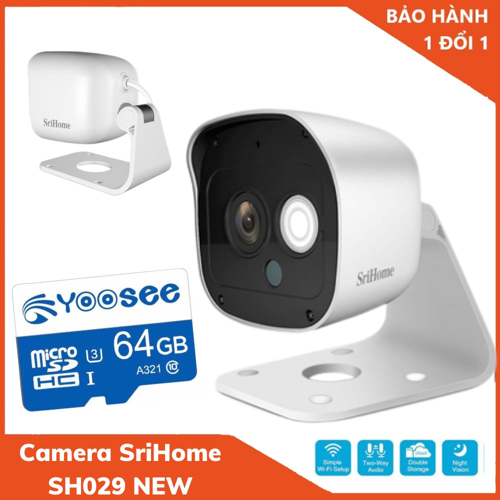 Camera IP Wifi SriHome SH029 3MP 1296 Pixel - Kết nối wifi - Cảm biến hồng ngoại - Chống Nước