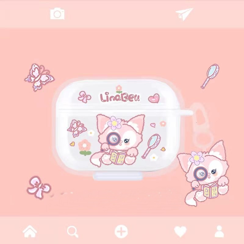 Case Ốp Vỏ Vệ Mèo Lina Bell dành cho Airpods 1/2/Airpods Pro/ Airpods 3 Kèm khóa treo
