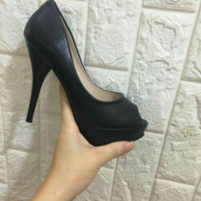 GUỐC CAO CẤP ĐEN, HỞ MŨI, GÓT NHỌN