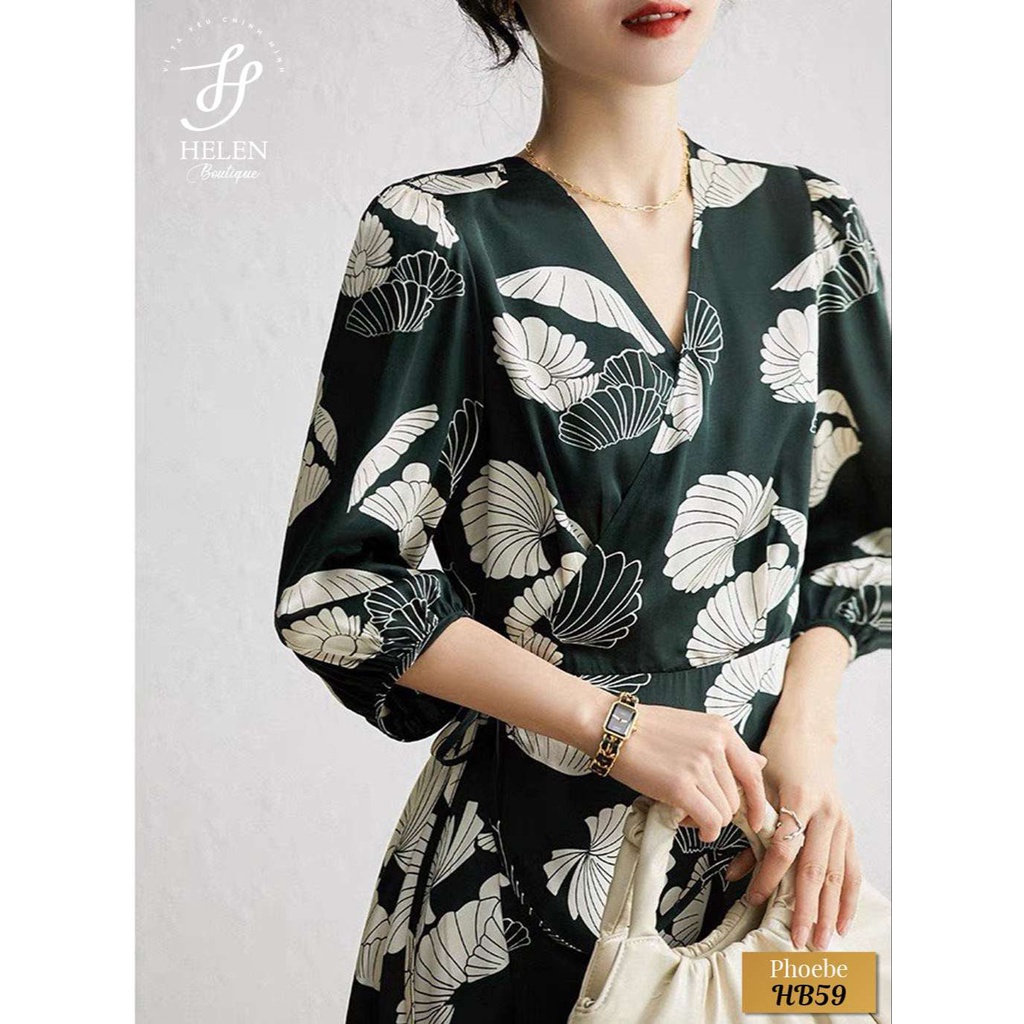 Đầm dáng dài họa tiết sò biển sang trọng - Phoebe Dress - Helen Boutique