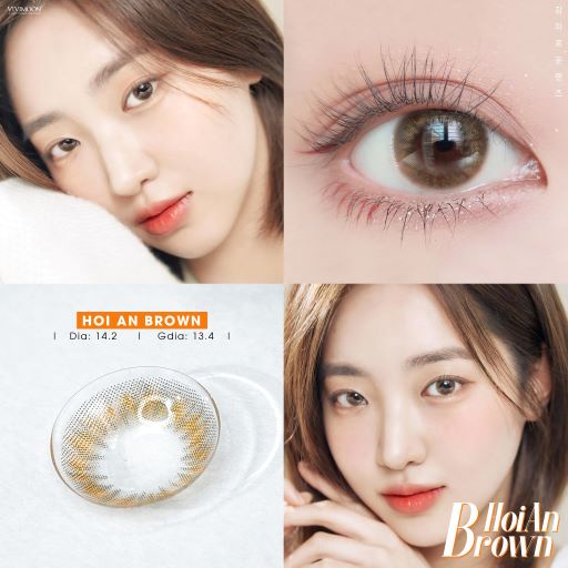 Kính áp tròng VIVIMOON LENS nâu giãn nhẹ cho mắt thở Hội An Brown