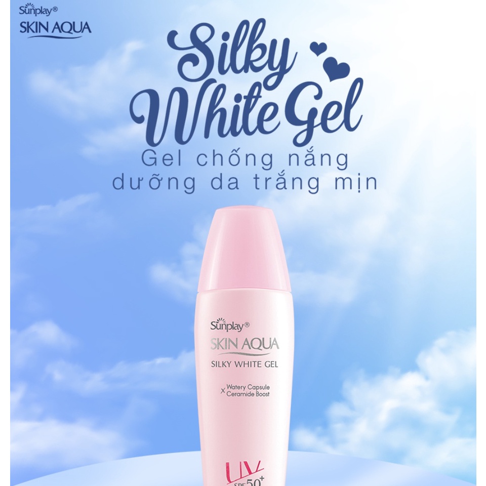 Kem Chống Nắng Sunplay Skin Aqua Nắp Hồng SUNPLAY Skin Aqua Silky White Gel SPF50+/PA+++ 70g