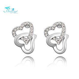 Hoa tai xi bạc mặt hình trái tim cho nữ