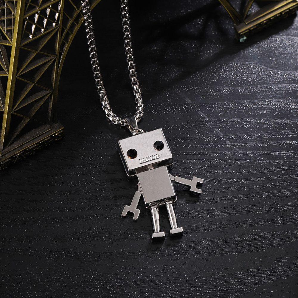 Vòng Cổ Choker Bằng Thép Không Gỉ Mặt Hình Robot Phong Cách Punk Cổ Điển