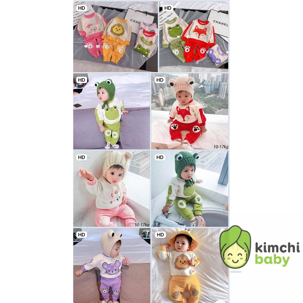 Bộ Dài Tay Cotton 100% Minky Mom Họa Tiết Sư Tử Ếch Chuột Dễ Thương Cho Bé MKM13 (Sz từ 7-19kg)