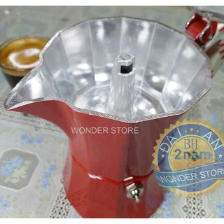 Bình pha cà phê Moka 3 tách phong cách Ý đỏ Rosso