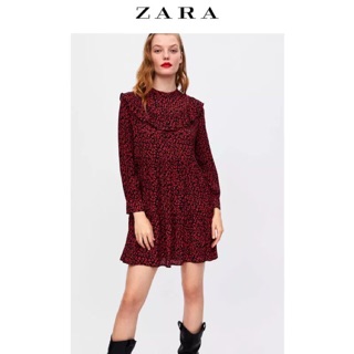 Đầm ZARA họa tiết hoa nhí viền bèo cực đẹp