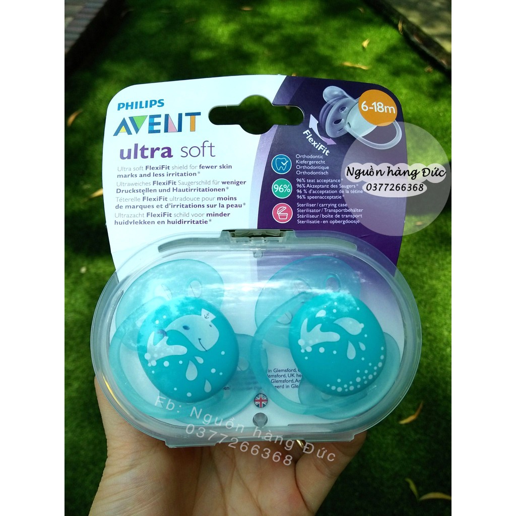 Ti giả Avent Đức (6-18m) chỉnh nha cho bé - Cao cấp Ultra Air, Ultra Soft Có Bill -Ty giả Avent