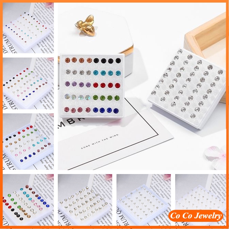Khuyên tai đính đá giả kim cương hình tròn đơn giản thời trang Hàn Quốc cá tính dễ phối dành cho nam và nữ