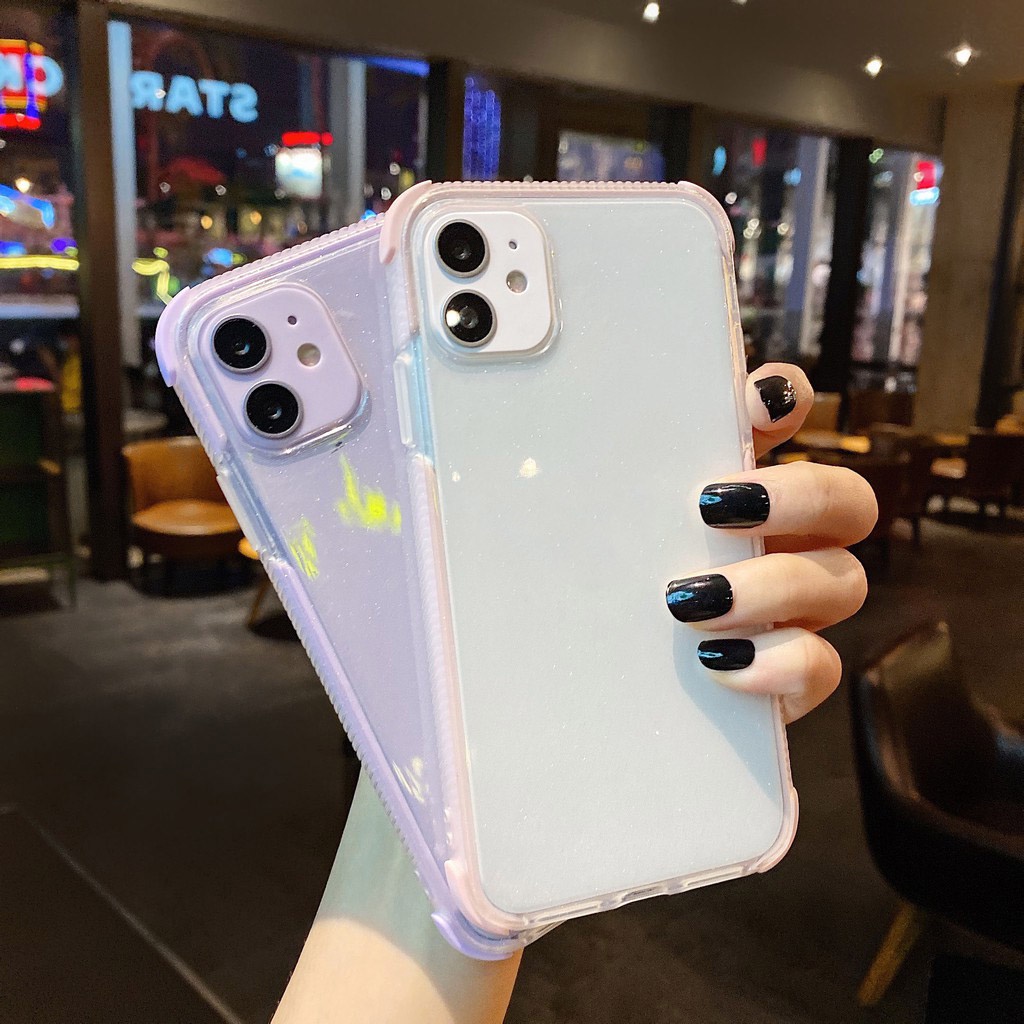 Ốp lưng điện thoại Glitter Powder cho iPhone 11 12 pro max XS Max XR X Ốp lưng TPU mềm trong suốt chống sốc cho iPhone 7 8 Plus Cas