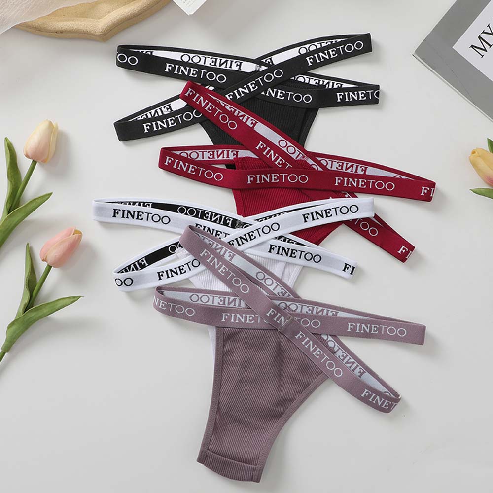 Quần Lót Cotton Không Đường May Màu Trơn Dây Chéo In Chữ G Gợi Cảm Cho Nữ