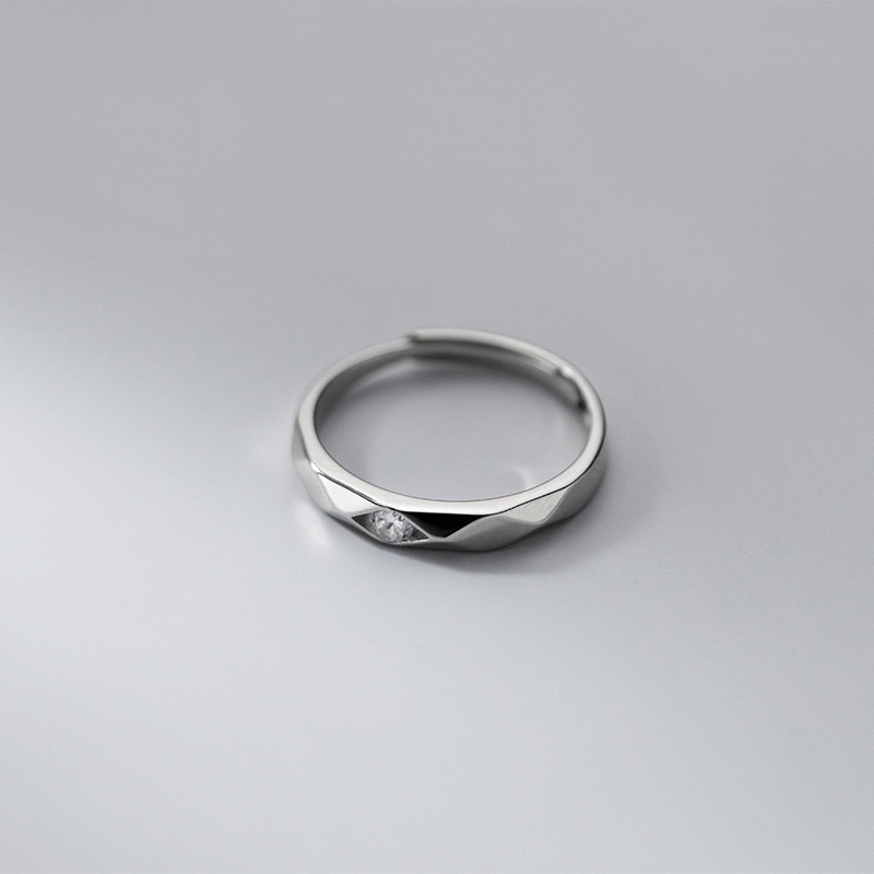 Nhẫn đôi bạc 925 hình đa giác cá tính kiểu dáng unisex DUYSON SILVER, Nhẫn đôi free size sang trọng