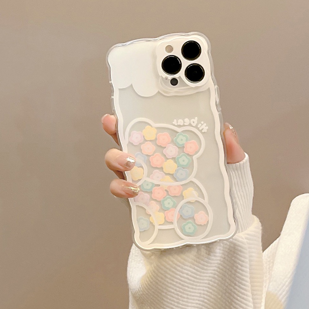 Ốp iphone 11 Ốp Điện Thoại Silicon Mềm Họa Tiết Hoa Và Gấu Cho iphone 7 8 plus 11 pro