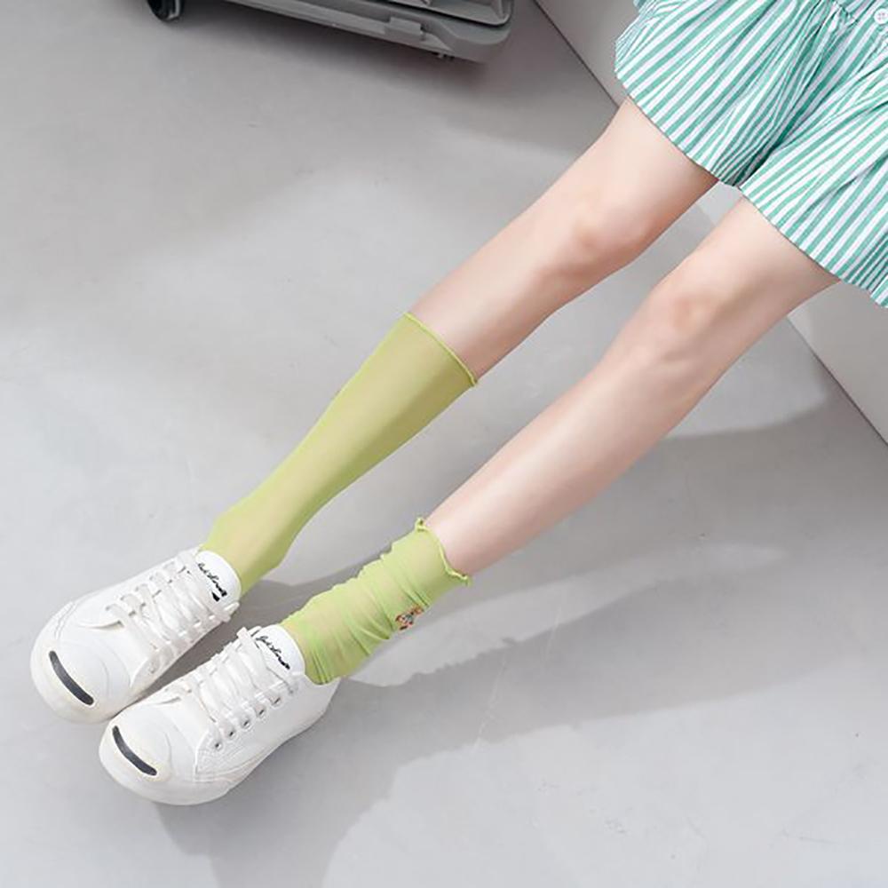 Mocho Vớ Harajuku Nhún Bèo Màu Trơn Họa Tiết Gấu Dễ Thương Mùa Hè Cho Nữ