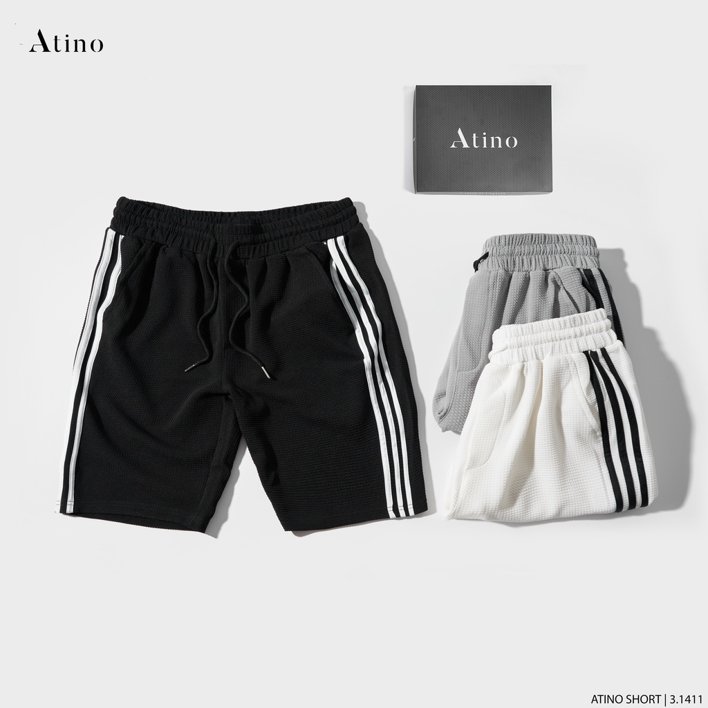 Quần Đùi Nam 3 Sọc  ATINO Chất Liệu Vải Thun Cotton Hàn Quốc Dáng Trẻ Trung Form Regular QS3.1411