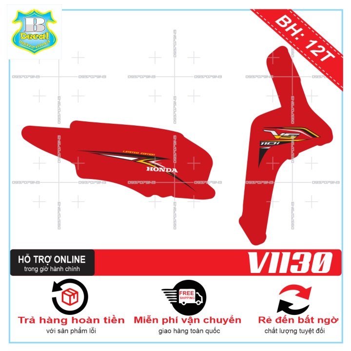 ( Quí khách vui lòng mang ra tiệm cho thợ dán ) Tem VISION 2016 1130 DÁN XE ĐỎ [Bi Decal]