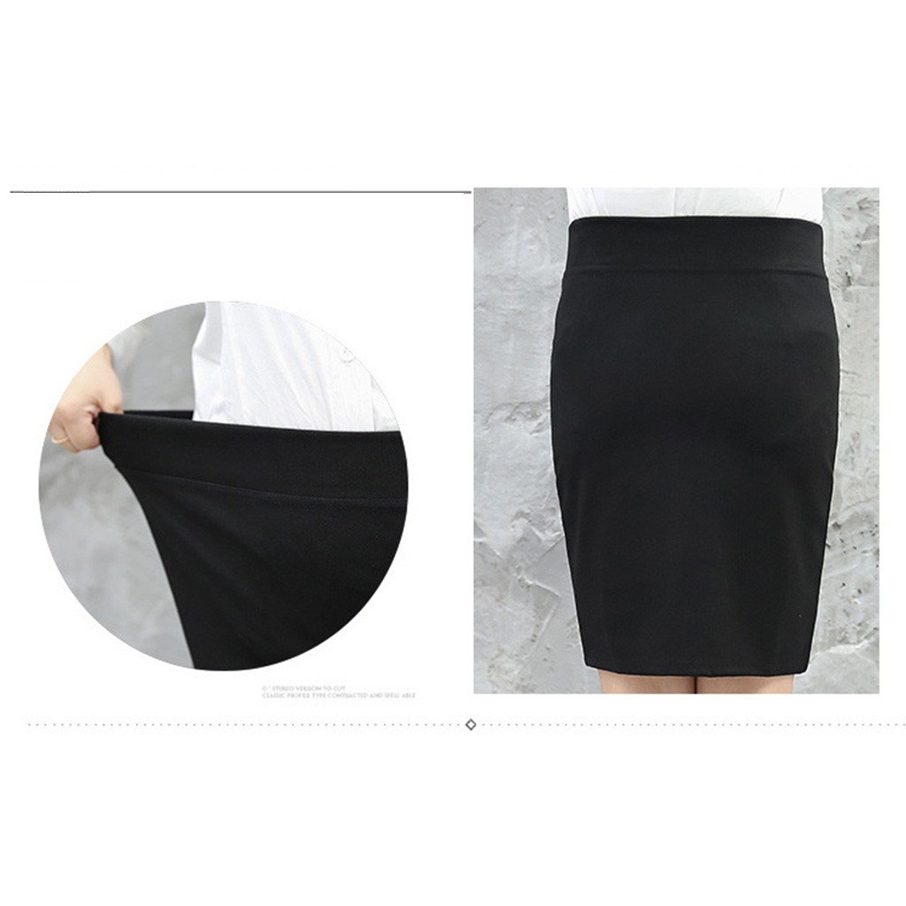 Chân váy công sở dài bigsize CR53V03 màu đen xẻ sau D50 thun umi co dãn từ 45kg-85kg | BigBuy360 - bigbuy360.vn