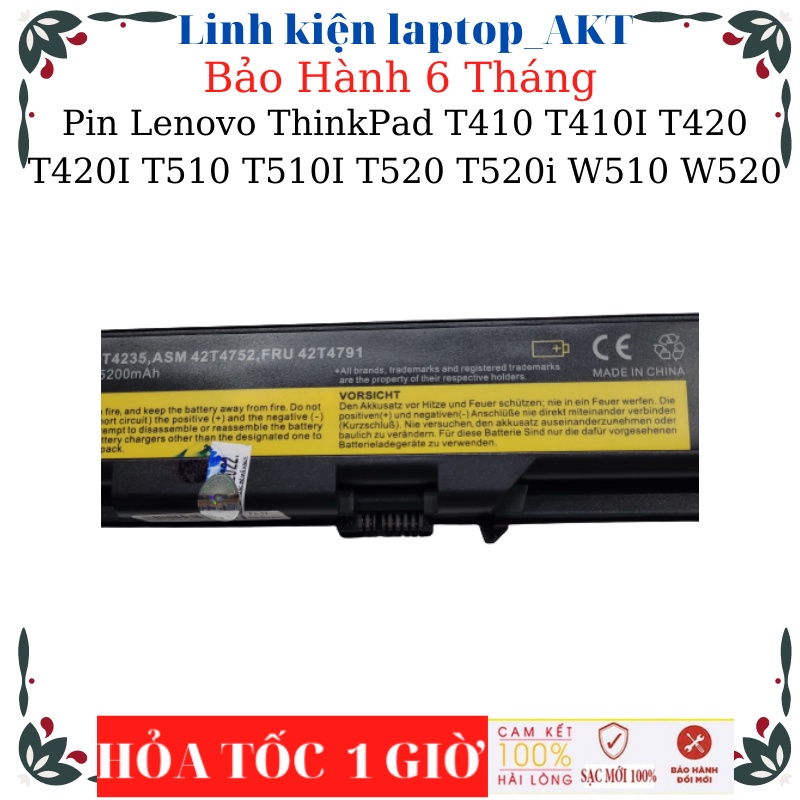 Pin laptop Lenovo ThinkPad T410 T410I T420 T420I T510 T510I T520 T520i W510 W520
