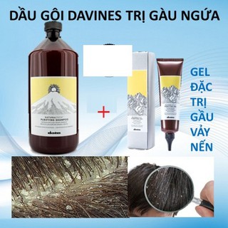 Combo dầu gội và gel trị gàu ngứa da đầu Davines Purifying Anti Dandruff