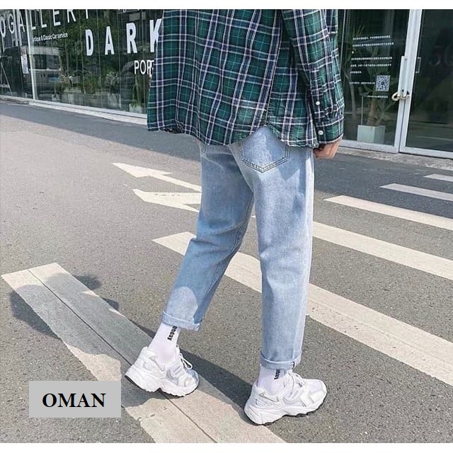 Quần jean baggy, quần bò ống suông nam nữ dày dặn, vải mềm - OMAN QJ011 | BigBuy360 - bigbuy360.vn