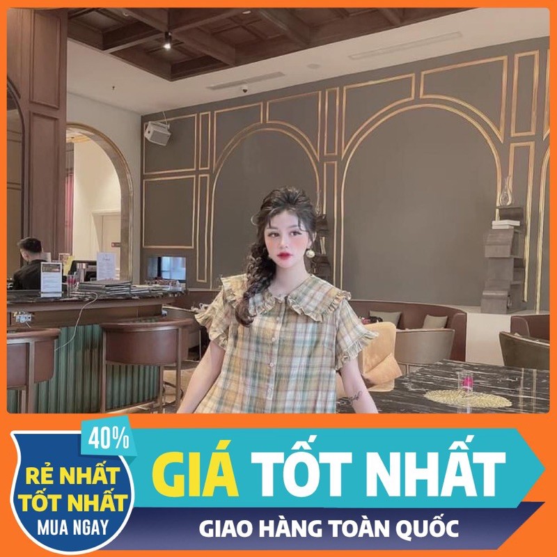 Váy Caro Bèo Cổ Đuôi Cá Vải Caro Thô Đũi Quảng Châu Sịn Sò  [ 𝐅𝐑𝐄𝐄 𝐒𝐇𝐈𝐏 ] Chạy Bèo Chuẩn Mẫu, Cúc Thùa Cẩn Thận