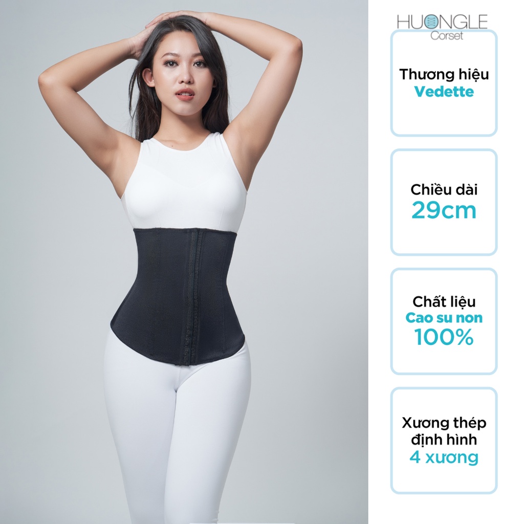 [HUONGLEE Corset] Đai Gen Nịt Bụng Giảm Eo - Thon Bụng Latex Vedette 103 Chuẩn Chính Hãng Colombia 4 Xương Thép Dẻo