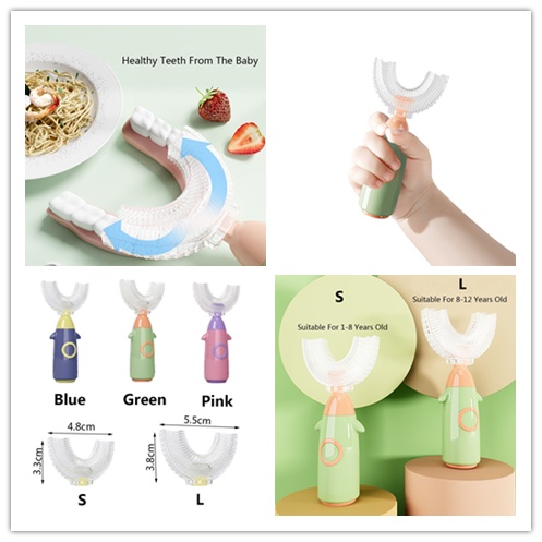 Bàn Chải Đánh Răng Silicon Mềm Hình Chữ U Dành Cho Bé 1-12 Tuổi