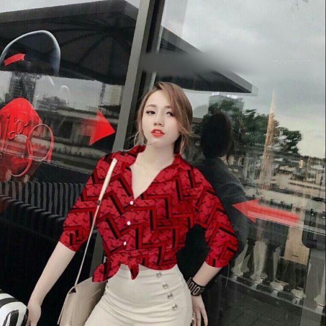 Áo sơ mi nữ ziczac trẻ trung mẫu mới