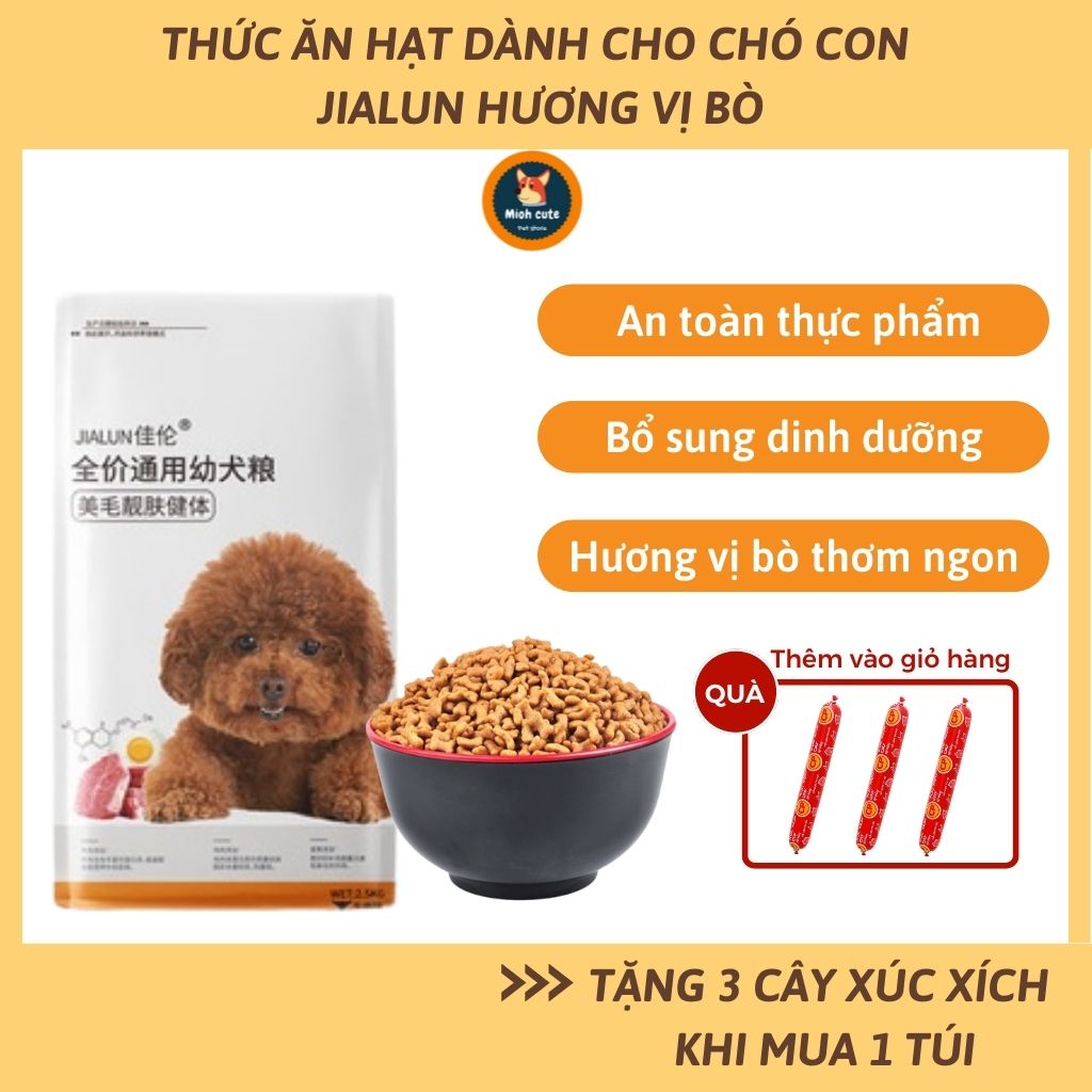 Thức ăn hạt cho chó con Jialun hương vị bò Túi 2,5kg