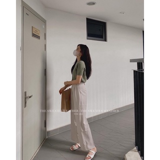 Áo LEN ĐŨA CỘC TAY cổ tròn basic ( Ảnh thật )