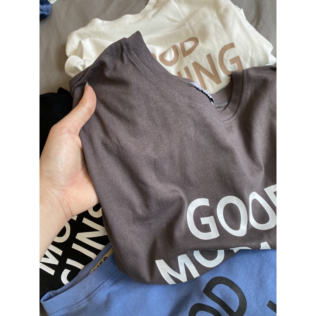 Áo phông thun nam nữ, áo thun form rộng chất cotton good morning GIÁ TỐT