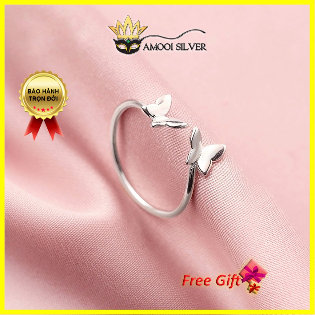 Nhẫn bạc S925 freesize đôi bướm - Amooi Silver AN45