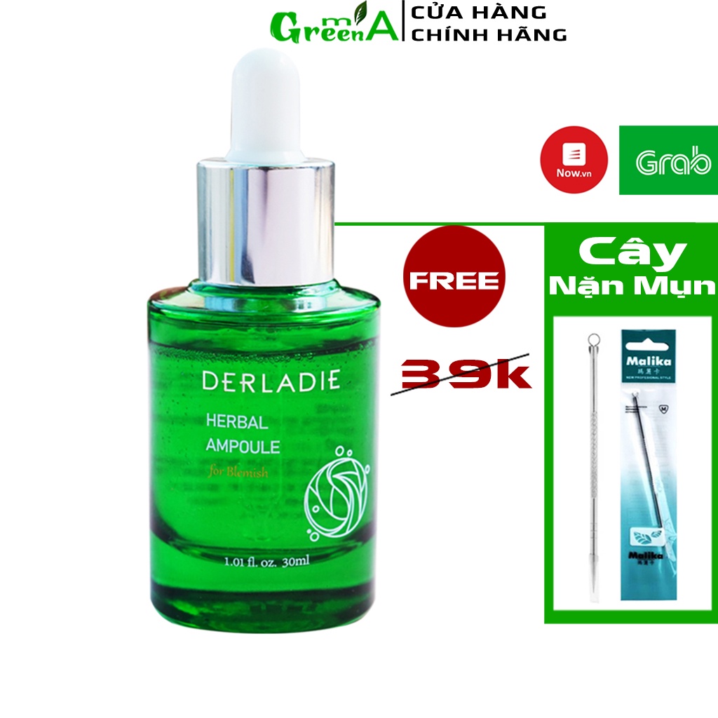 Serum Tràm Trà Derladie Tinh Chất Giảm Mụn Herbal Ampoule For Blemish Hết Mụn Sau 14 Ngày [NHẬP KHẨU CHÍNH HÃNG CÓ TEM]