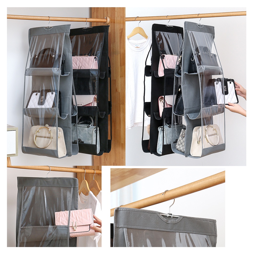 Túi Treo Đựng Giỏ Xách, Đựng Đồ - Giỏ Treo Túi Xách Chống Bụi Bẩn 6 Ngăn và 8 Ngăn – Hàng Nội Địa Trung – BLUE DEER