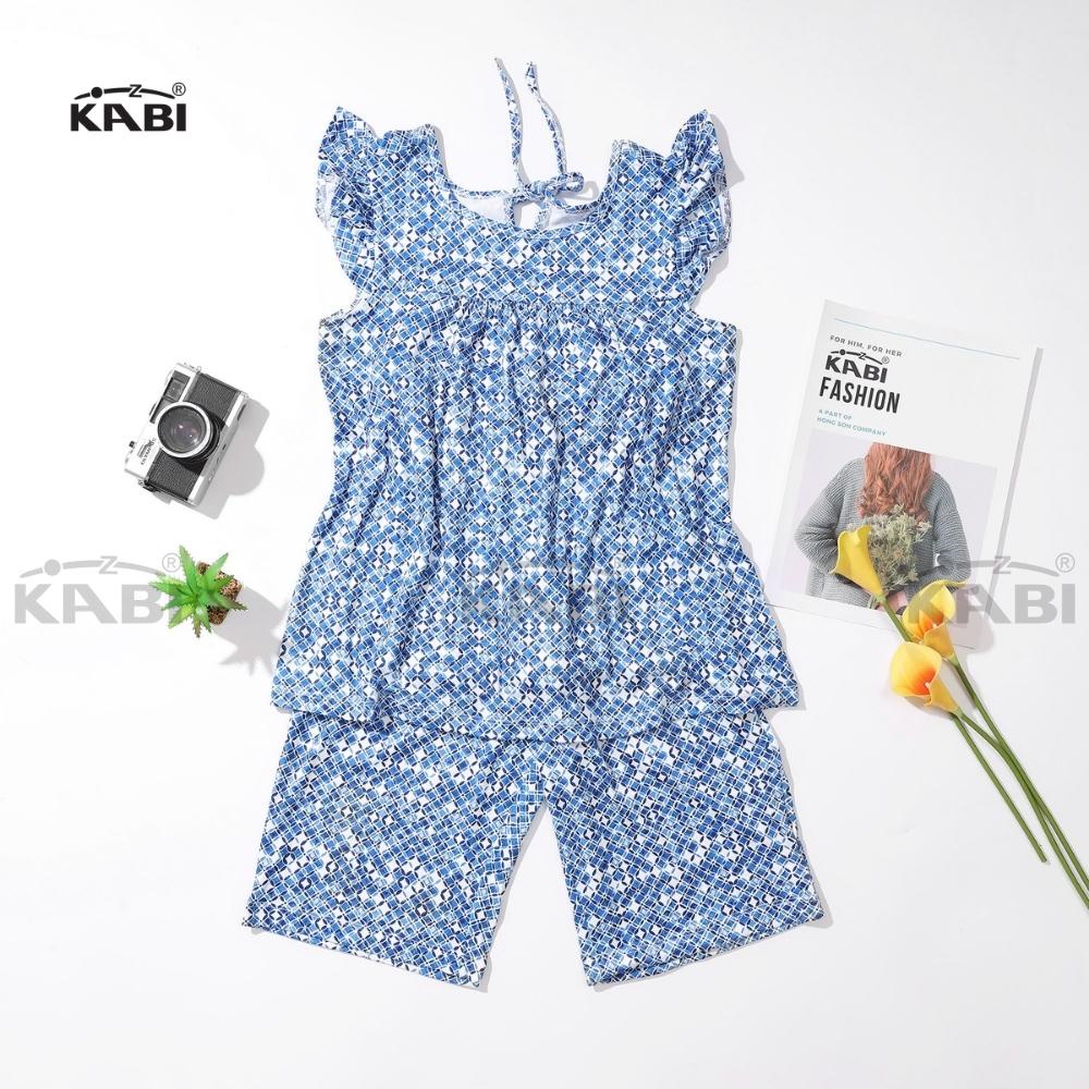 Đồ bộ mặc nhà nữ KABI vải thun cotton 4 chiều thoáng mát hình bông nhiều màu