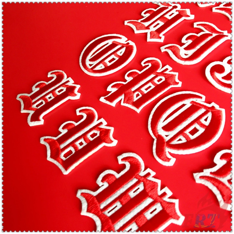 ✿ Old English Letters - Red Iron-on Patch ✿ 1Pc Diy Embroidery Patch Sew on Iron on Badges Patches