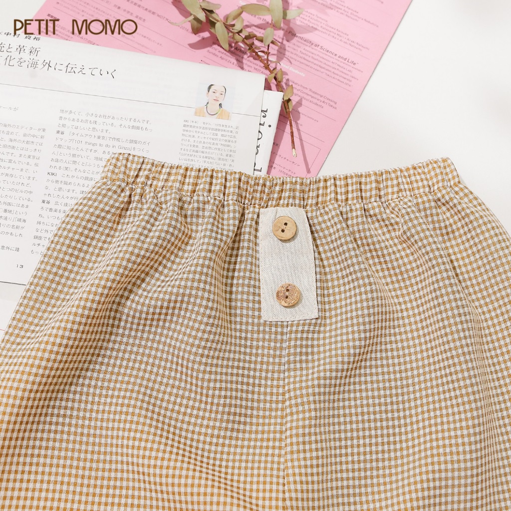 Quần Dài Cho Bé Trai Bé Gái (16 tuổi) PETIT MOMO Chun Gấu, Chống Muỗi Vải Kẻ Gingham H168