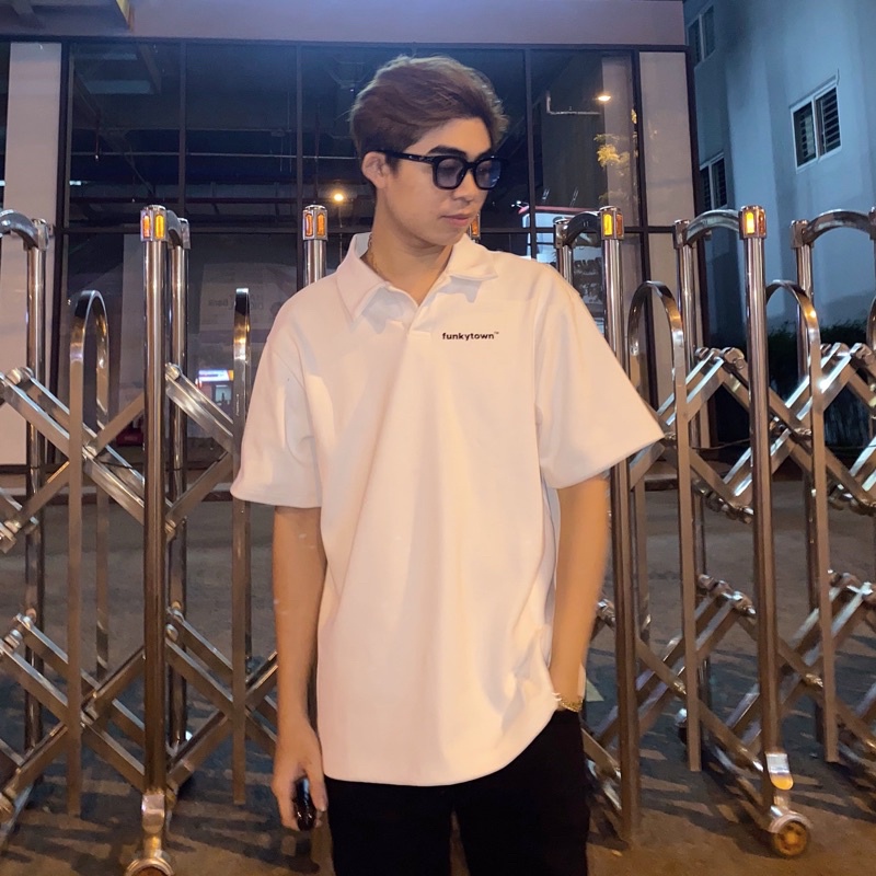ÁO THUN POLO NAM NỮ UNISEX VẢI COTTON NGẮN TAY MÀU TRẮNG FUNKY