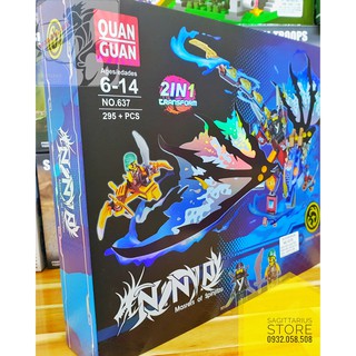 Lego Quan Guan 637 Lắp Ráp Robot Rồng Bay NinjaGo 2 in 1 ( Xanh Dương - 295 Mảnh )