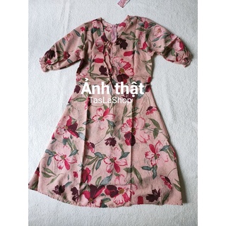 ĐẦM HOA VOAN LỤA RÚT DÂY NGỰC TASLASHOP