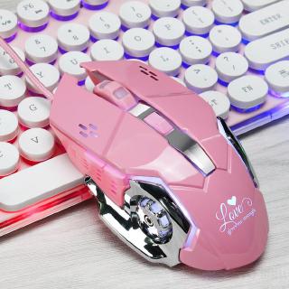 Chuột chơi game HXSJ 3200 DPI màu hồng tích hợp đèn màu trắng