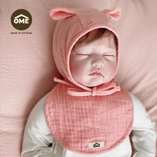 Set mũ yếm tai gấu/thỏ OME cho bé