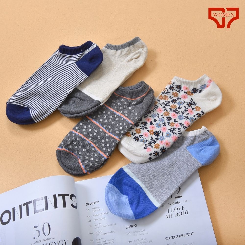Tất Vớ Nữ Cổ Ngắn Co&amp;Com PKTN1500 Chất Liệu Cotton Thoáng Chân Thấm Hút Mồ Hôi