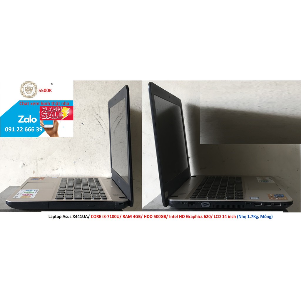 Laptop Asus X441UA/ CORE I3-7100U/ RAM 4GB/ HDD 500GB/ Intel HD Graphics 620/ LCD 14 inch (Nhẹ 1.7Kg, Mỏng)