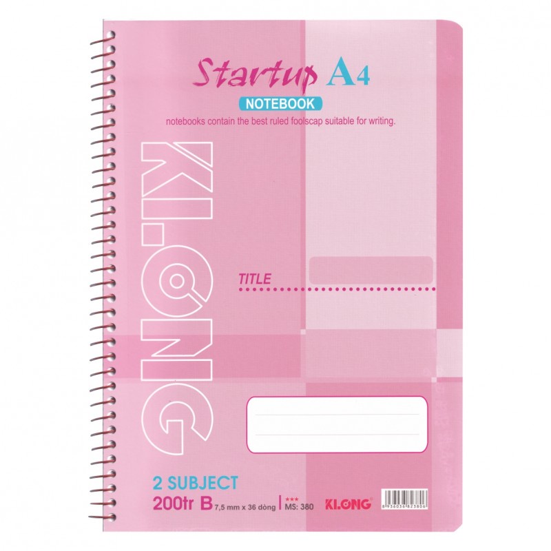 Sổ lò xo 200 trang khổ A4  mm Klong 380 / Sổ kẻ ngang Startup Klong MS380