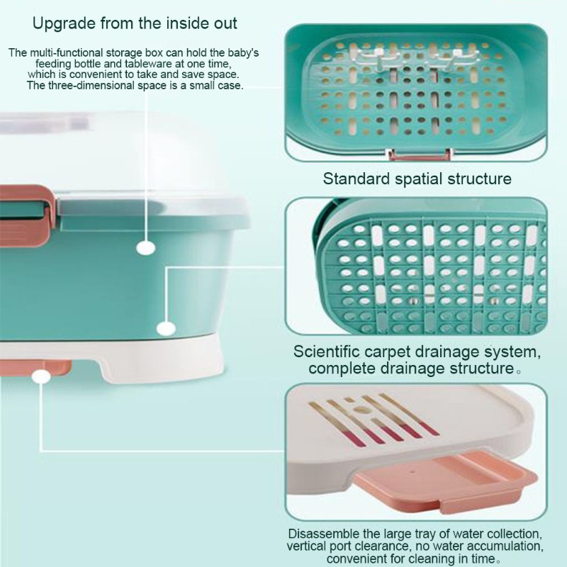 Giá Phơi Khô Bình Sữa Em Bé Bằng Nhựa Chống Bụi