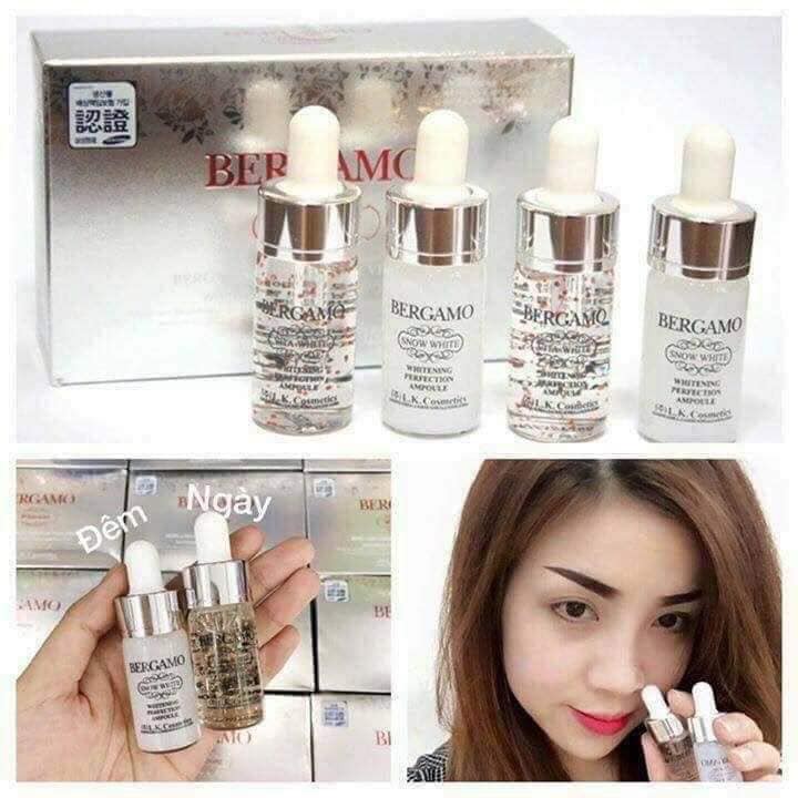 [Set 4 lọ] Serum Bergamo trắng Bergamo Snow White & Viva White Whitening Perfection Ampoule